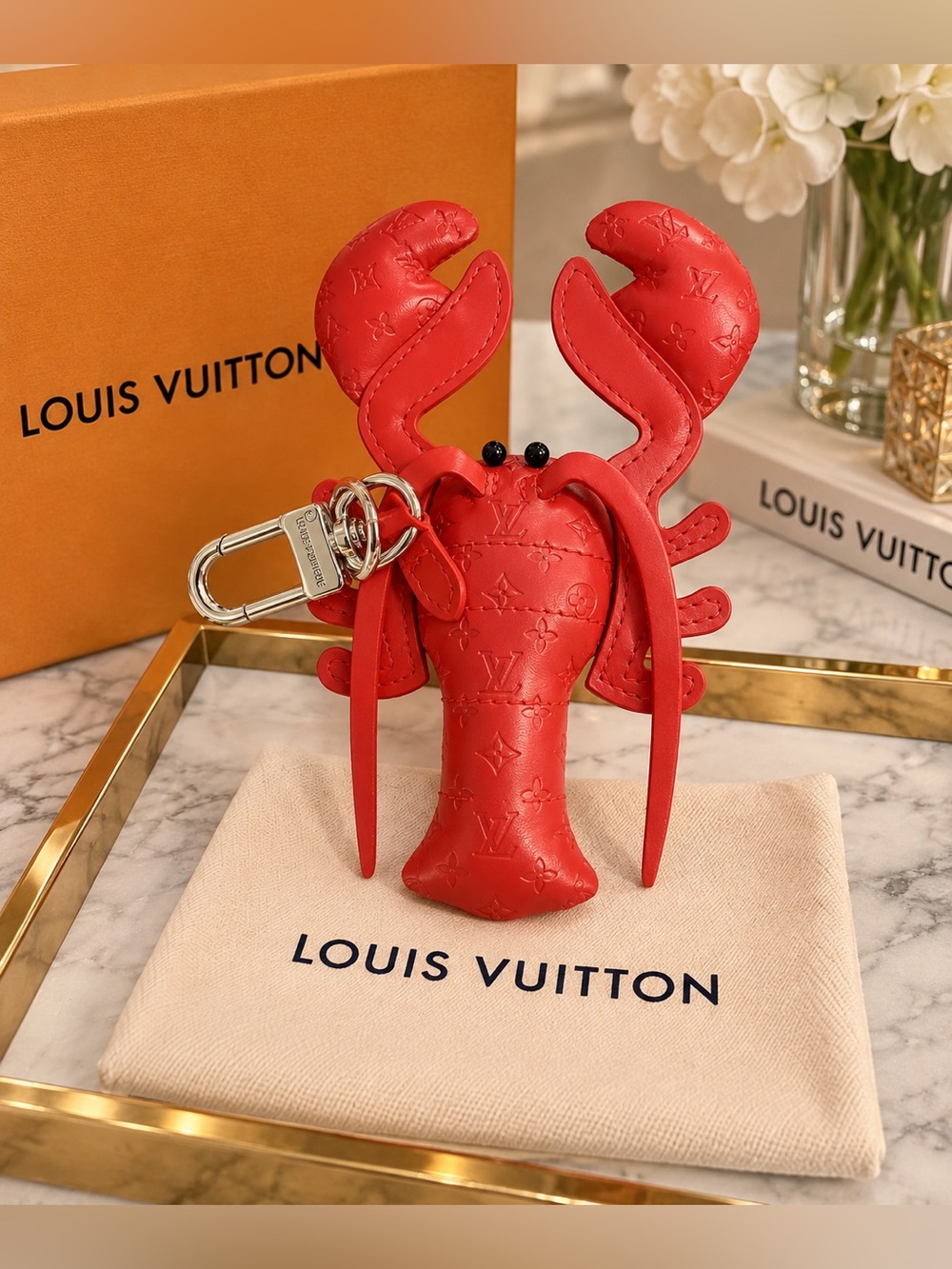 Luxury Red Lobster Key Charm Embossed